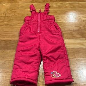Pink platinum girls bib pink snow pants size 12 months .
